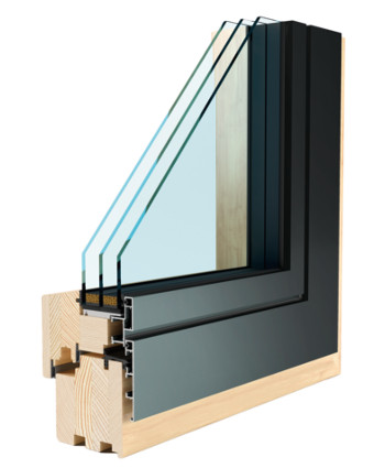 zwei m Holz-Aluminium-Fenster modern